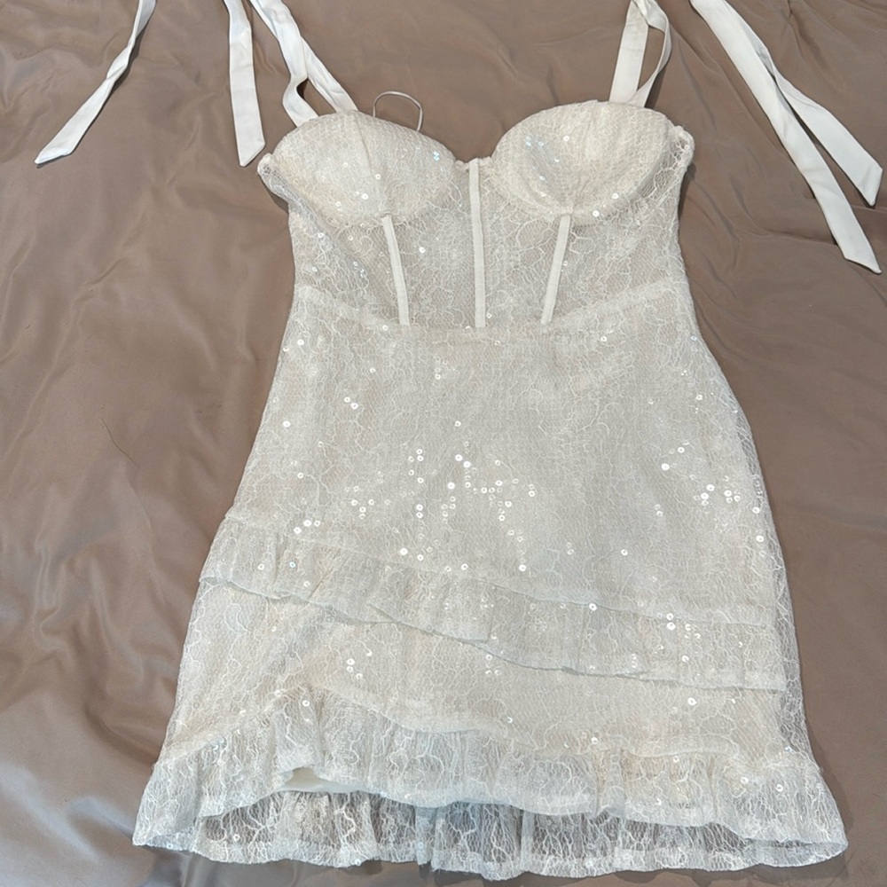 Sequin white bachelorette mini dress